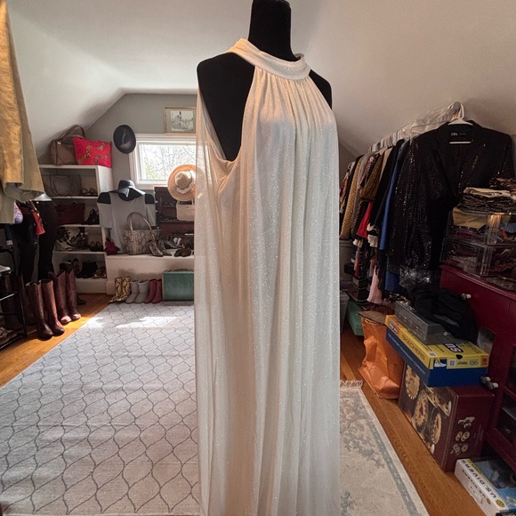 MSK
High-Neck Sparkle-Mesh Wide-Leg Jumpsuit Sz Large - Picture 4 of 10